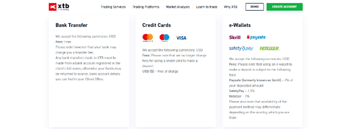 Depositos y Retiros de XTB Depositos y Retiros de XTB